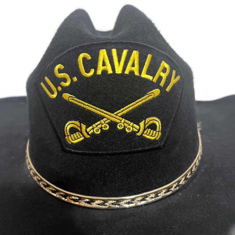 Vintage U.S. Cavalry Black Hat with Gold Details - Picture 2 of 6